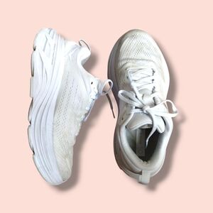 Hoka One One Bondi 8 Women 7.5D Wide Width Women's White Athletic Shoes